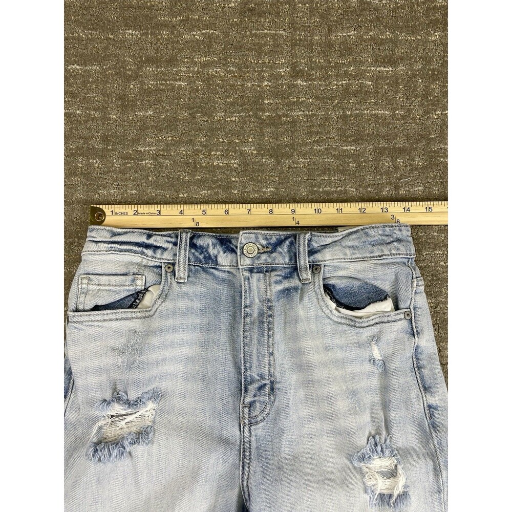 Eunina Tori women’s size 5 high rise mom Jean, crop light wash distressed jeans - Picture 5 of 11